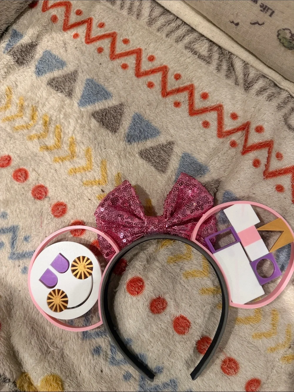 Disney Pink Hello Kitty Plush Bow Headband with Multicolor Anniversary Ear Sets